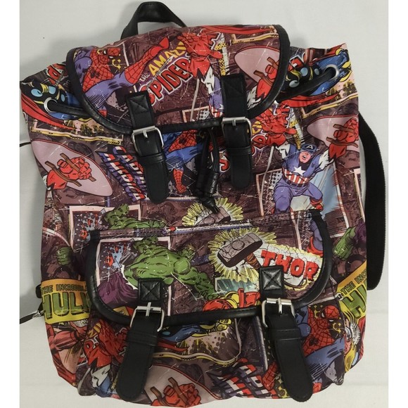 Marvel Iron Man Thor Hulk Spider-Man Comic Strip Backpack Purse - Picture 1 of 8